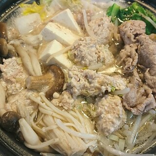 鶏団子と牛肉鍋